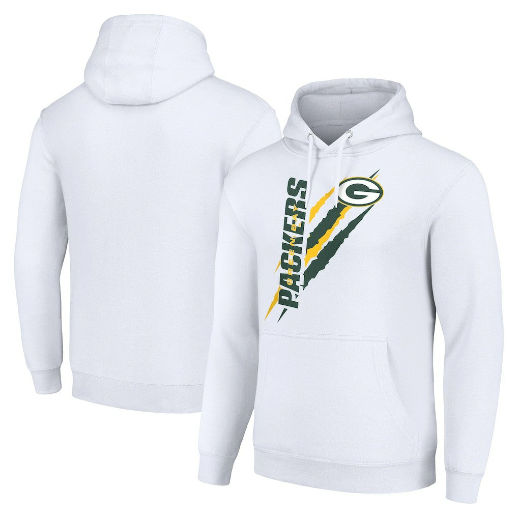 Green Bay Packers Starter Unisex Color Scratch Fleece Pullover Hoodie - White online