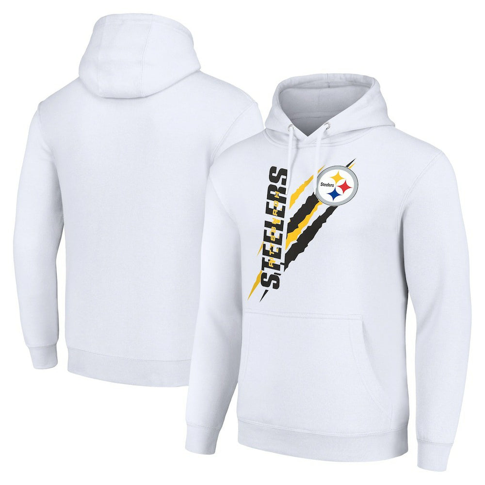 Pittsburgh Steelers Starter Unisex Color Scratch Fleece Pullover Hoodie - White outlet