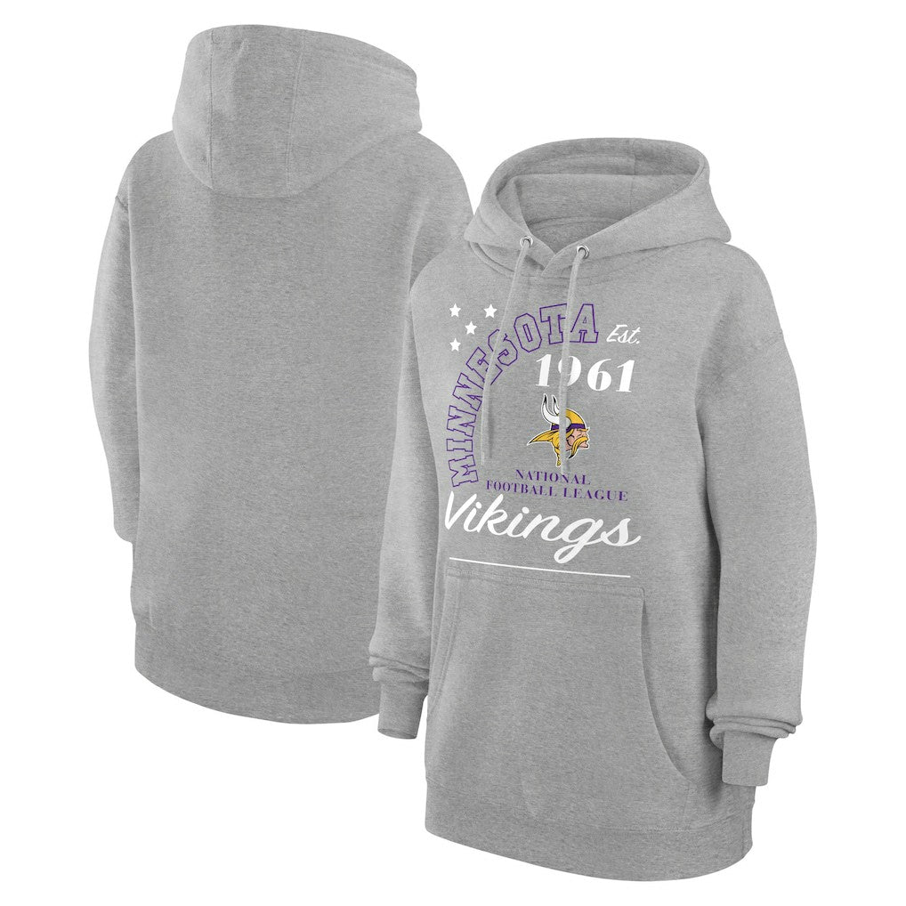 Minnesota Vikings Starter Unisex Arch Team Fleece Pullover Hoodie - Heather Gray cheap