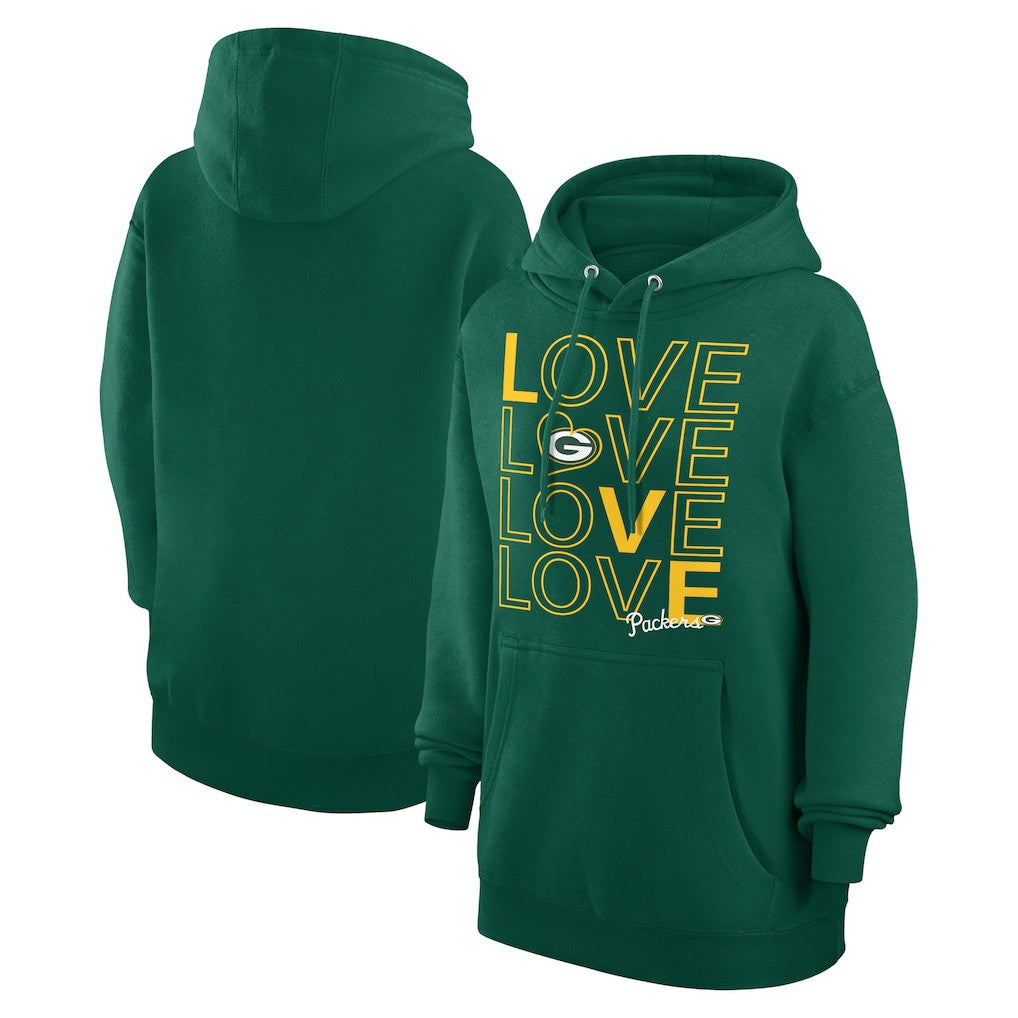 Green Bay Packers G-III 4Her by Carl Banks Women's Love Graphic Pullover Hoodie - Hunter Green cheap