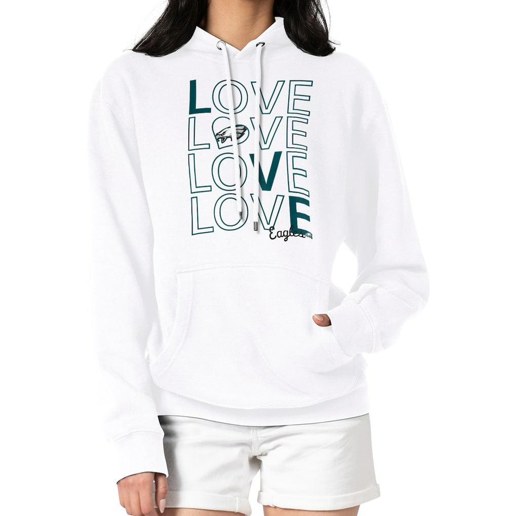 Philadelphia Eagles G-III 4Her by Carl Banks Women's Love Graphic Pullover Hoodie - White on sale