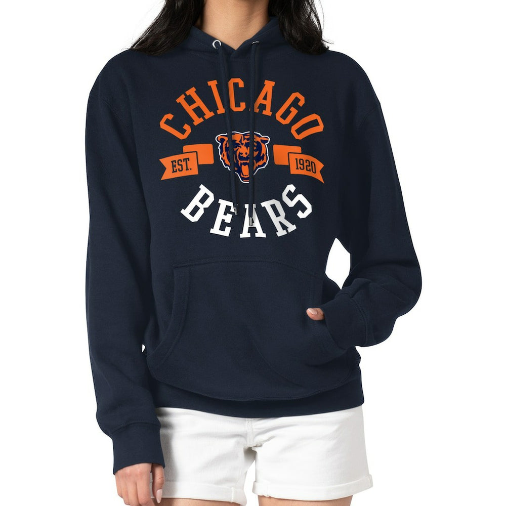 Chicago Bears G-III 4Her by Carl Banks Women's City Graphic Team Fleece Pullover Hoodie - Navy discount