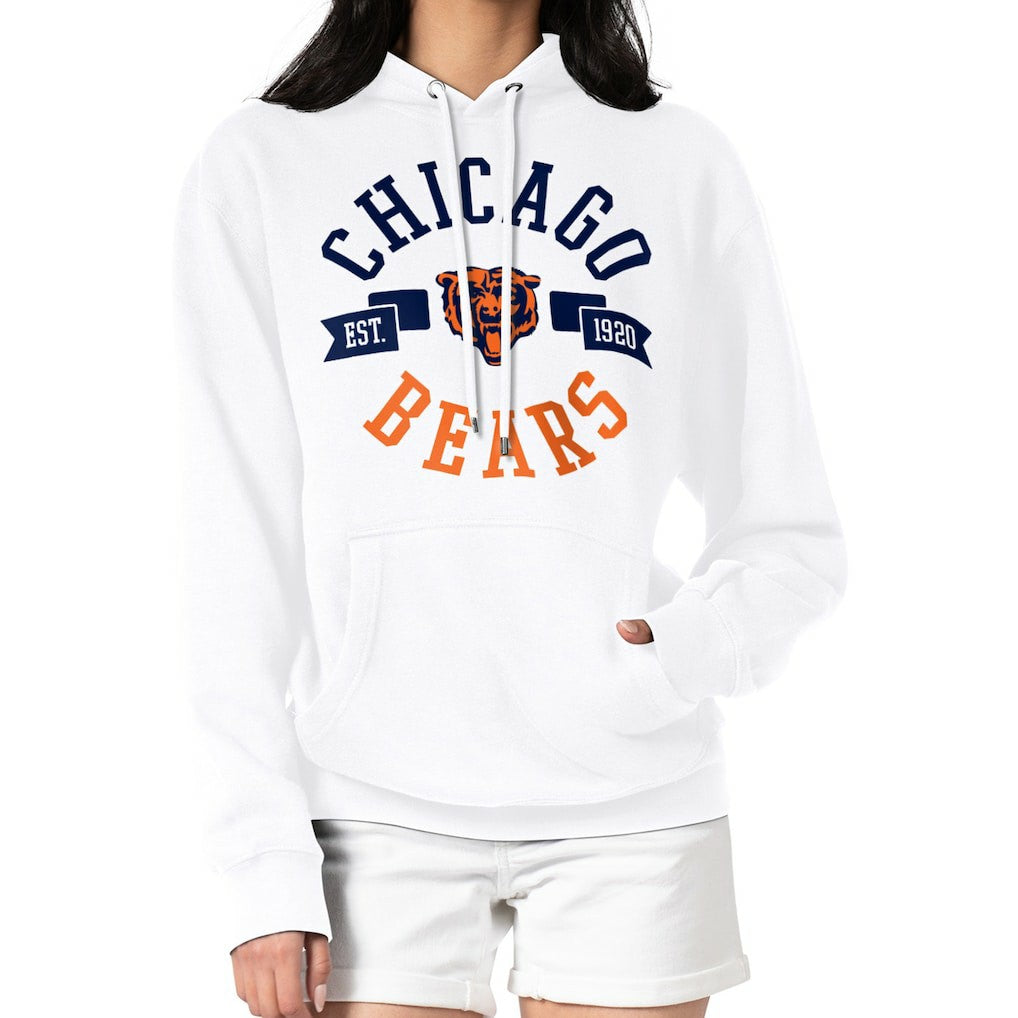 Chicago Bears G-III 4Her by Carl Banks Women's City Graphic Team Fleece Pullover Hoodie - White cheap
