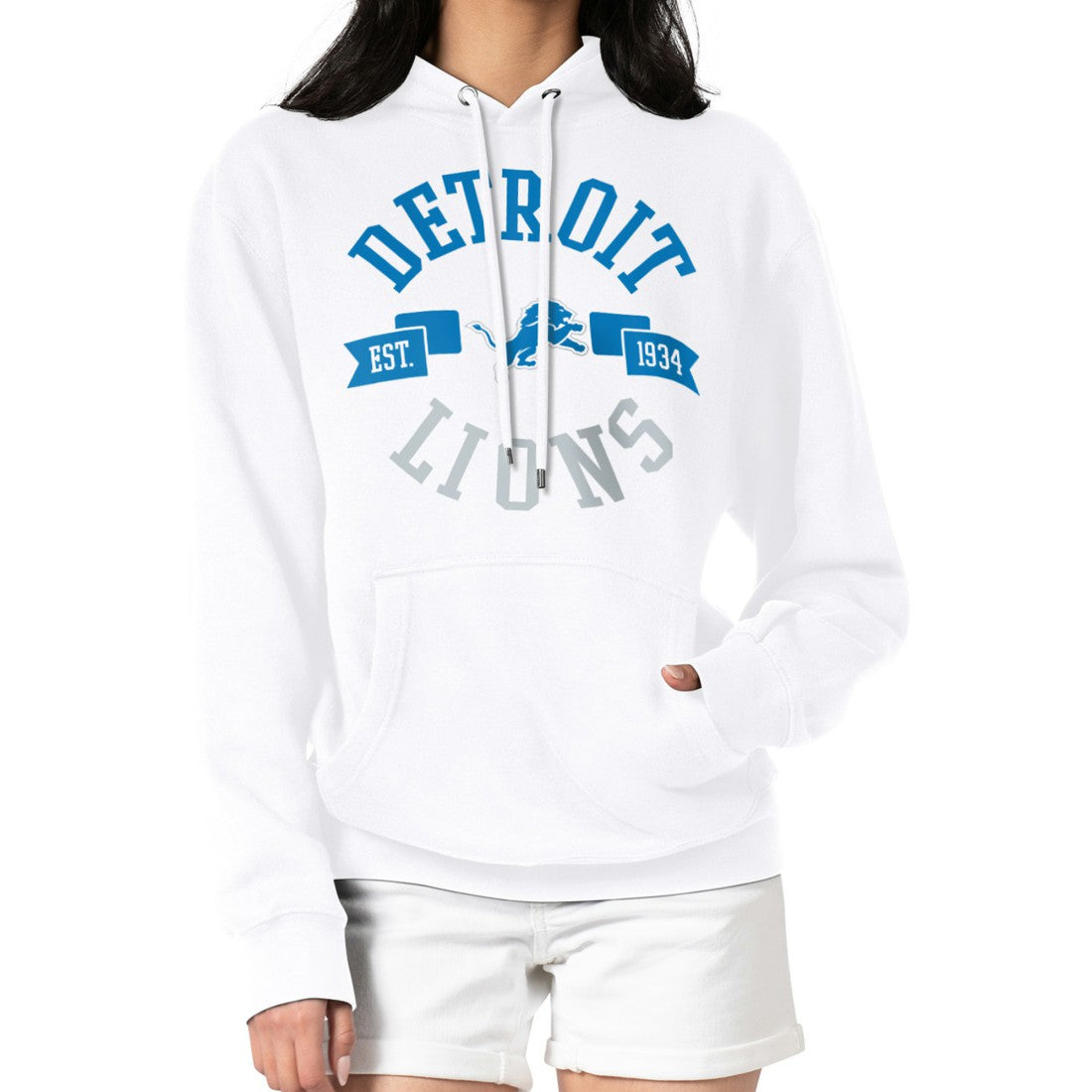 Detroit Lions G-III 4Her by Carl Banks Women's City Graphic Team Fleece Pullover Hoodie - White sale