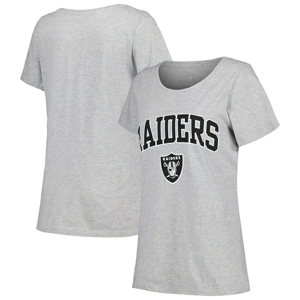 Las Vegas Raiders Women's Plus Size Arch Over Logo T-Shirt - Heather Gray for sale