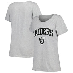 Las Vegas Raiders Women's Plus Size Arch Over Logo T-Shirt - Heather Gray for sale
