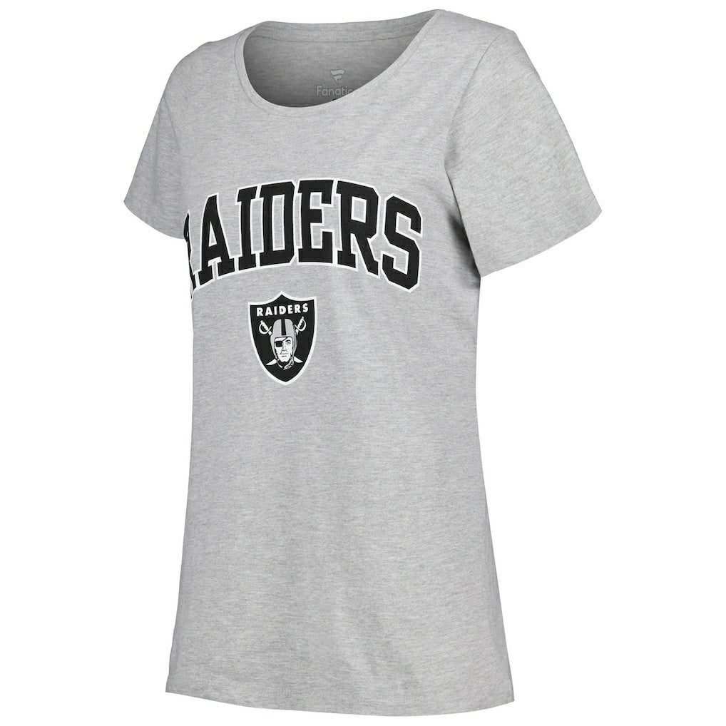 Las Vegas Raiders Women's Plus Size Arch Over Logo T-Shirt - Heather Gray for sale