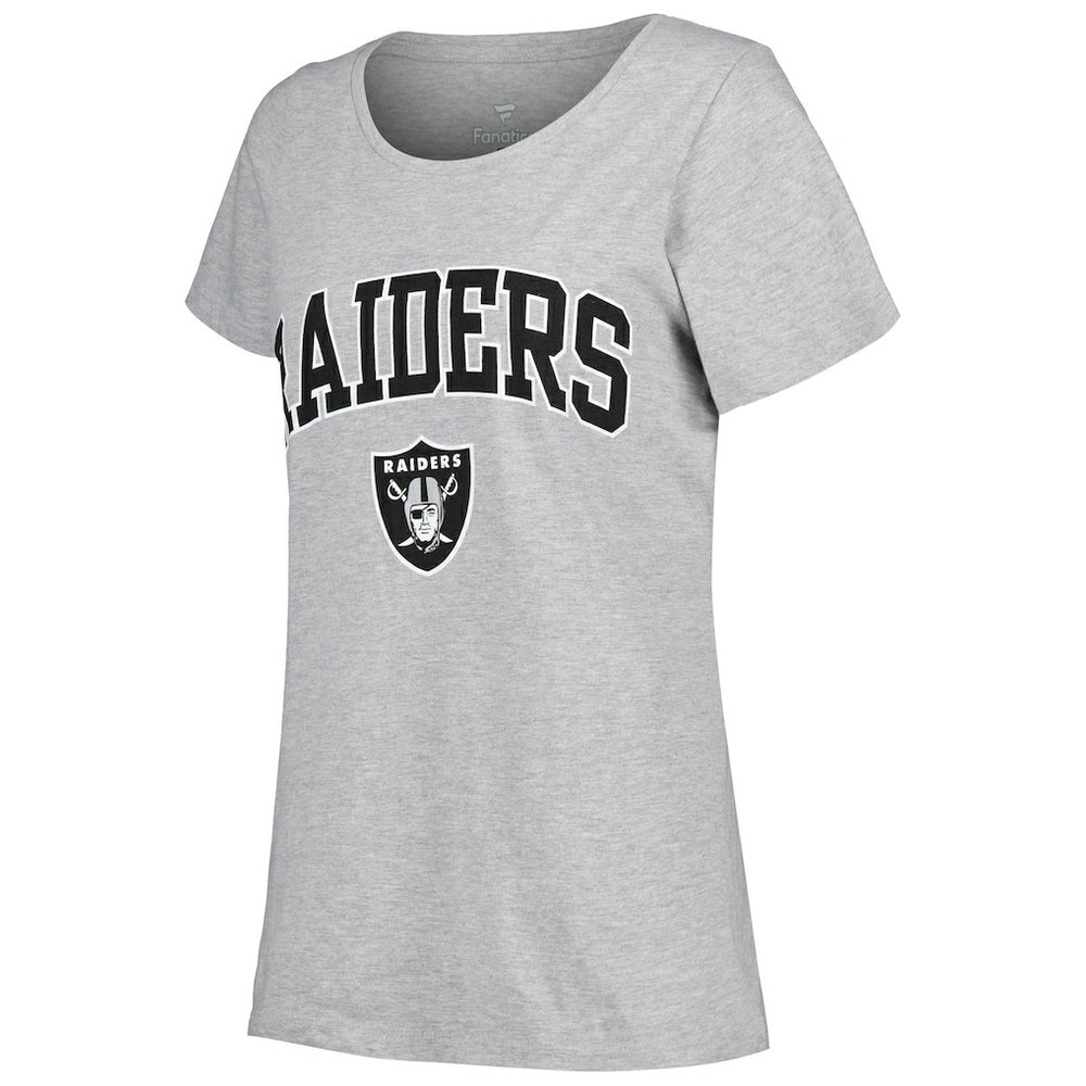 Las Vegas Raiders Women's Plus Size Arch Over Logo T-Shirt - Heather Gray for sale