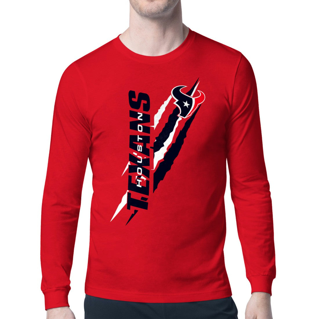 Houston Texans Starter Color Scratch Long Sleeve T-Shirt - Red on sale