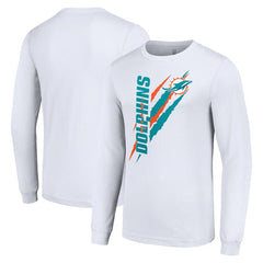 Miami Dolphins Starter Color Scratch Long Sleeve T-Shirt - White discount