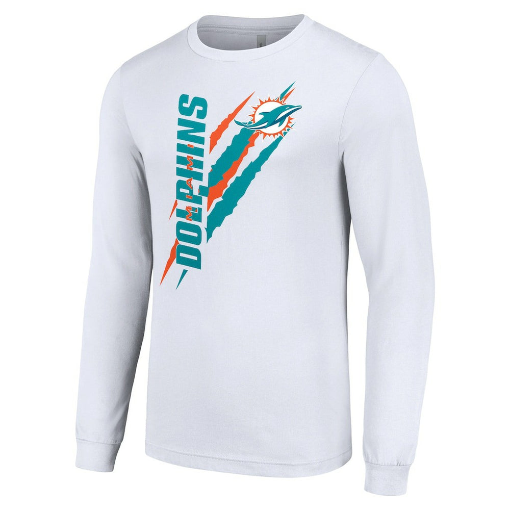 Miami Dolphins Starter Color Scratch Long Sleeve T-Shirt - White discount