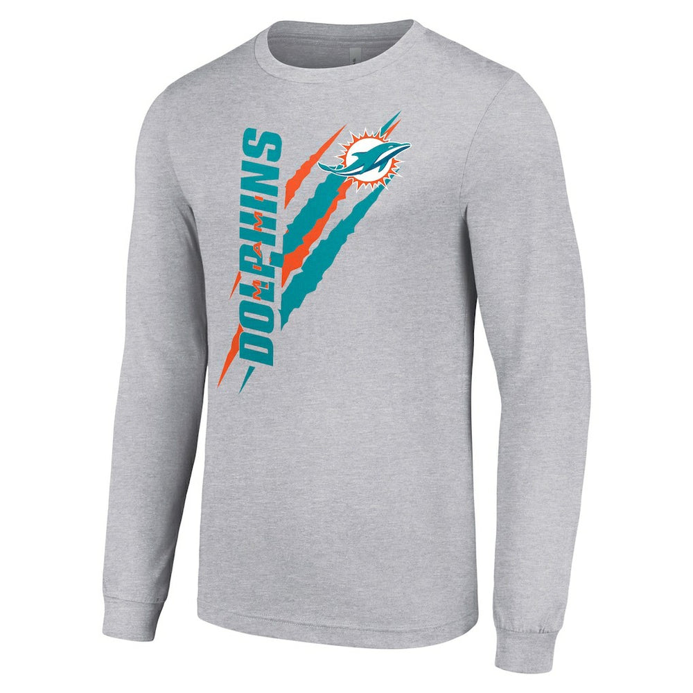 Miami Dolphins Starter Color Scratch Long Sleeve T-Shirt - Heather Gray on sale