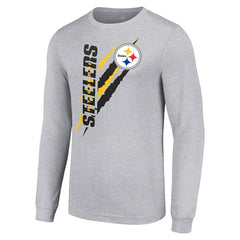 Pittsburgh Steelers Starter Color Scratch Long Sleeve T-Shirt - Heather Gray outlet