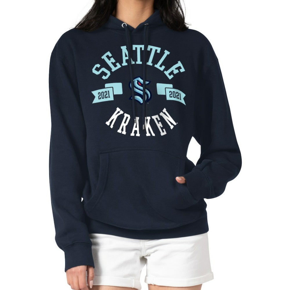 Seattle Kraken G-III 4Her by Carl Banks Women's City Graphic Fleece Pullover Hoodie - Navy Hoodies