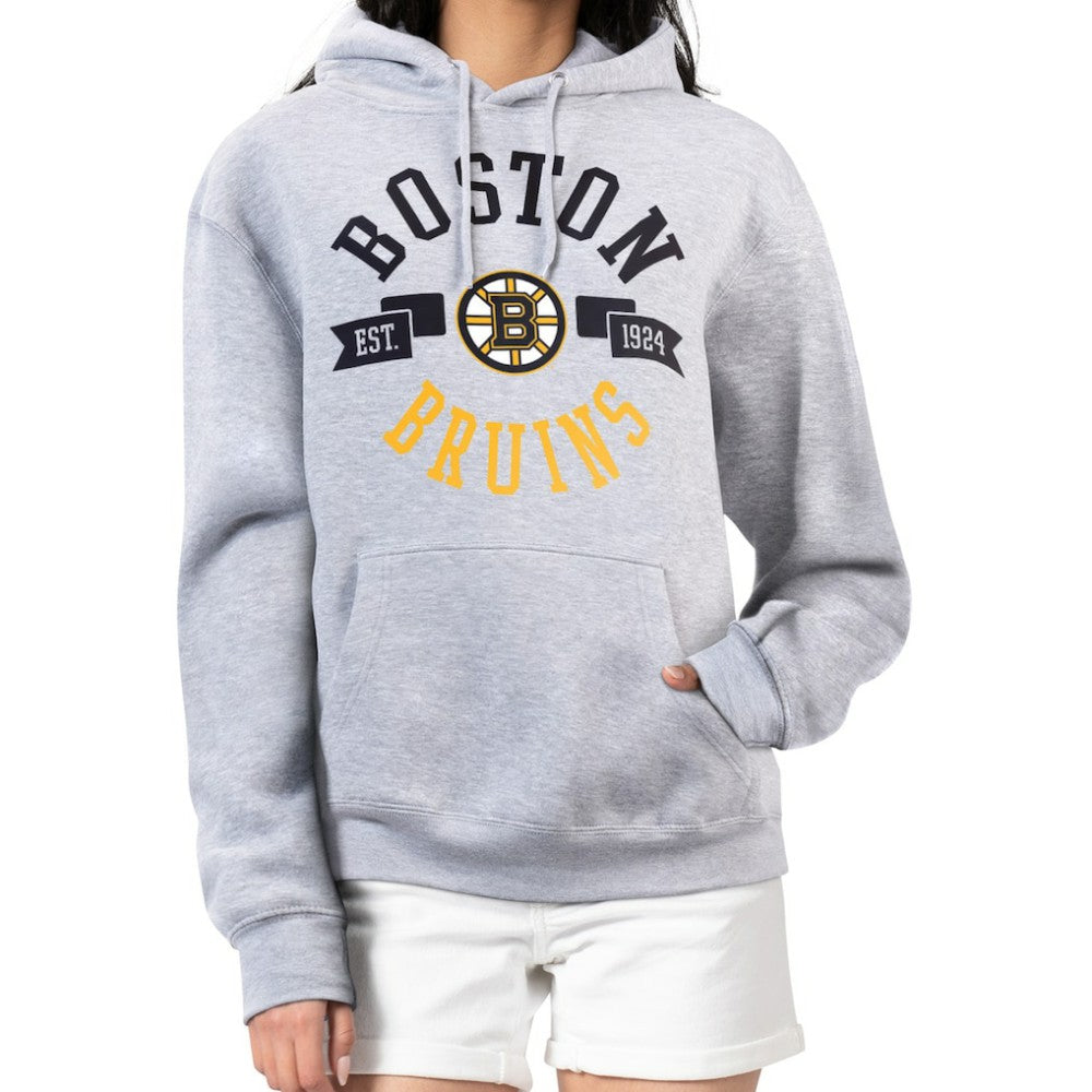 Boston Bruins G-III 4Her by Carl Banks Women's City Graphic Fleece Pullover Hoodie - Heather Gray Hoodies