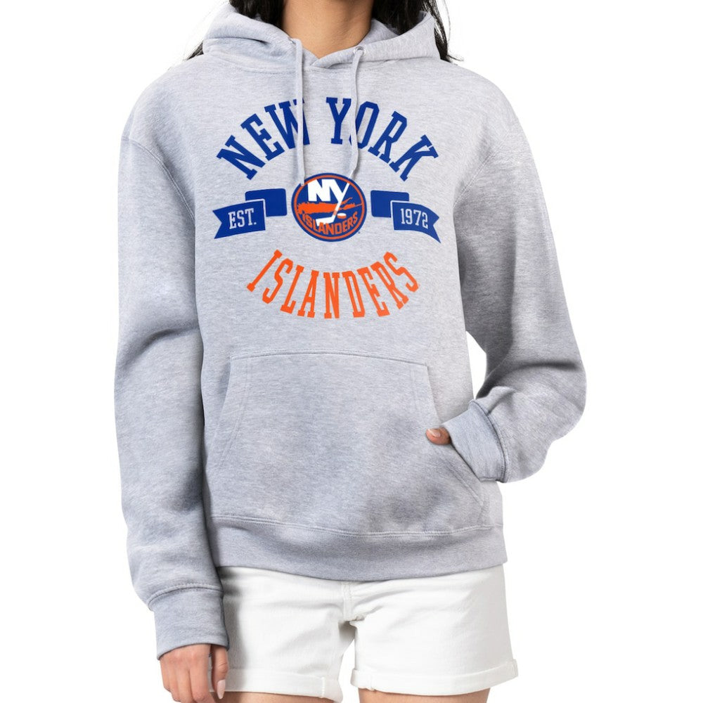 New York Islanders G-III 4Her by Carl Banks Women's City Graphic Fleece Pullover Hoodie - Heather Gray Hoodies