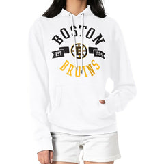 Boston Bruins G-III 4Her by Carl Banks Women's City Graphic Fleece Pullover Hoodie - White Hoodies