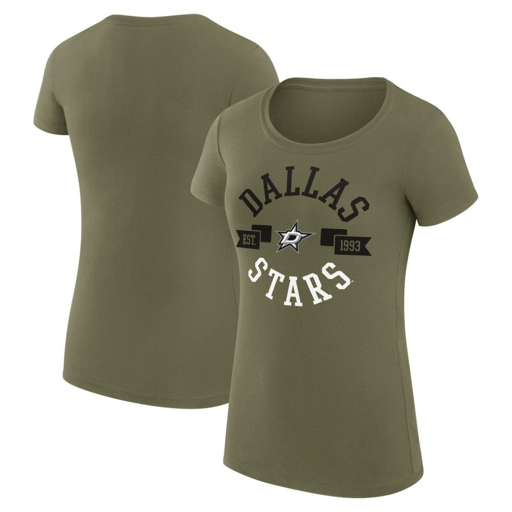 Dallas Stars G-III 4Her by Carl Banks Women's Super-Slim Fit Lightweight City Graphic Sport Crewneck T-Shirt - Green T-shirts