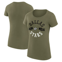 Dallas Stars G-III 4Her by Carl Banks Women's Super-Slim Fit Lightweight City Graphic Sport Crewneck T-Shirt - Green T-shirts