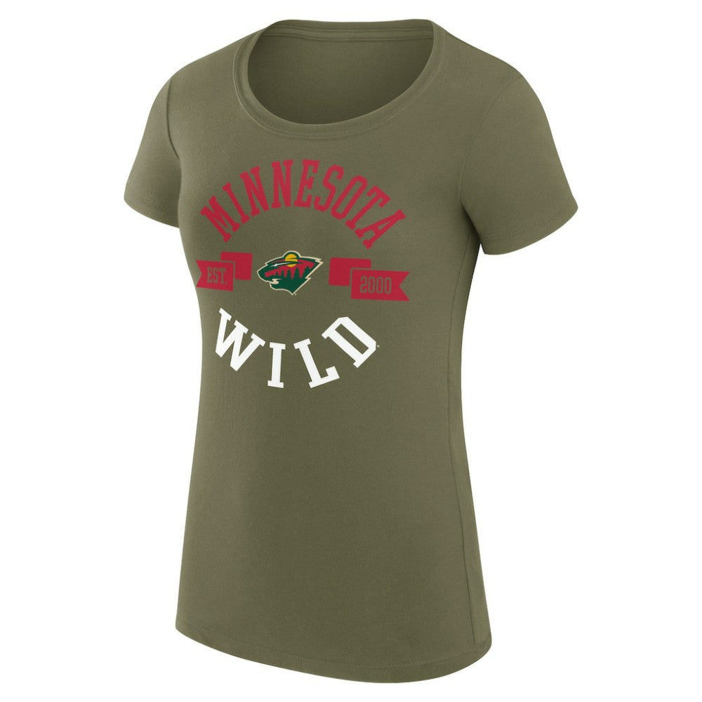 Minnesota Wild G-III 4Her by Carl Banks Women's Super-Slim Fit Lightweight City Graphic Sport Crewneck T-Shirt - Green T-shirts