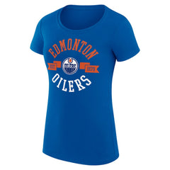 Edmonton Oilers G-III 4Her by Carl Banks Women's Super-Slim Fit Lightweight City Graphic Sport Crewneck T-Shirt - Royal T-shirts