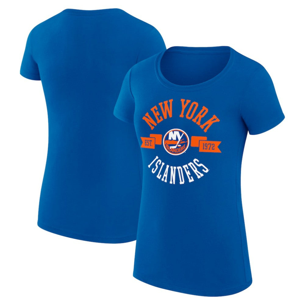 New York Islanders G-III 4Her by Carl Banks Women's Super-Slim Fit Lightweight City Graphic Sport Crewneck T-Shirt - Royal T-shirts