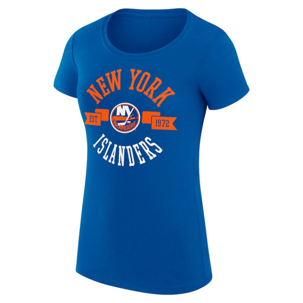 New York Islanders G-III 4Her by Carl Banks Women's Super-Slim Fit Lightweight City Graphic Sport Crewneck T-Shirt - Royal T-shirts