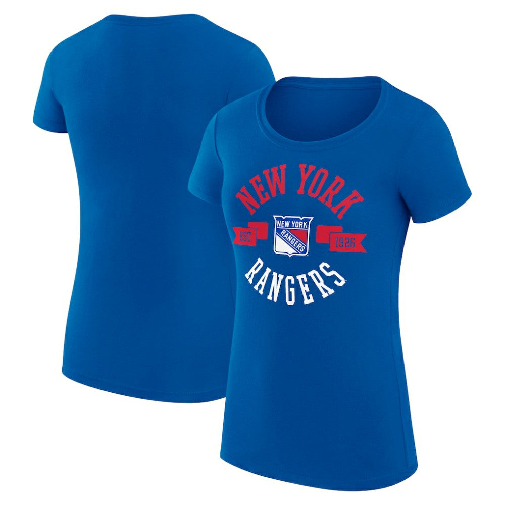 New York Rangers G-III 4Her by Carl Banks Women's Super-Slim Fit Lightweight City Graphic Sport Crewneck T-Shirt - Royal T-shirts