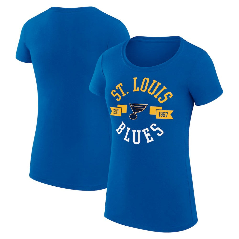 St. Louis Blues G-III 4Her by Carl Banks Women's Super-Slim Fit Lightweight City Graphic Sport Crewneck T-Shirt - Royal T-shirts