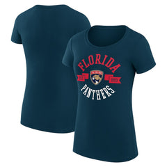 Florida Panthers G-III 4Her by Carl Banks Women's Super-Slim Fit Lightweight City Graphic Sport Crewneck T-Shirt - Navy T-shirts