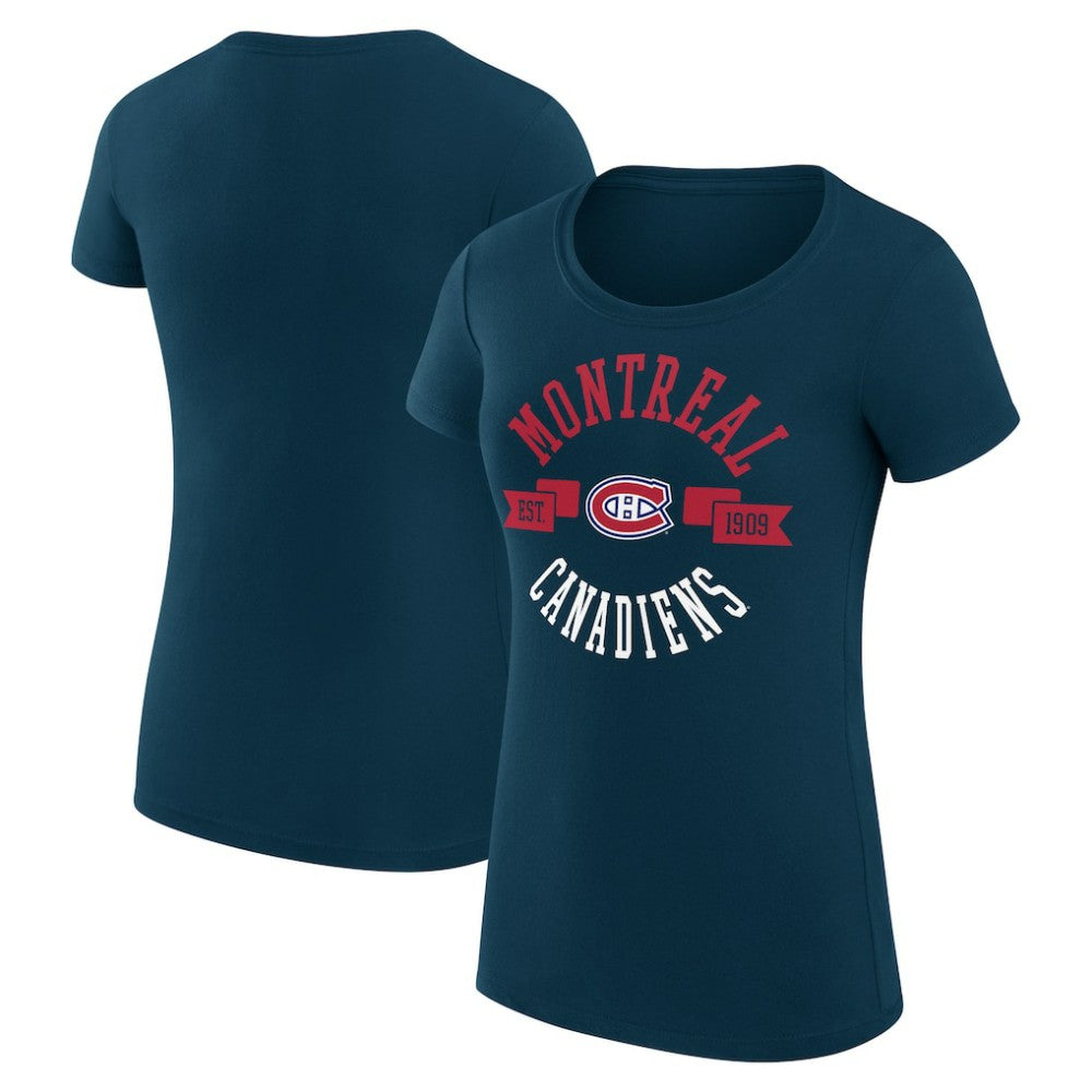 Montreal Canadiens G-III 4Her by Carl Banks Women's Super-Slim Fit Lightweight City Graphic Sport Crewneck T-Shirt - Navy T-shirts