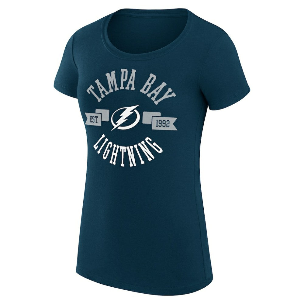 Tampa Bay Lightning G-III 4Her by Carl Banks Women's Super-Slim Fit Lightweight City Graphic Sport Crewneck T-Shirt - Navy T-shirts