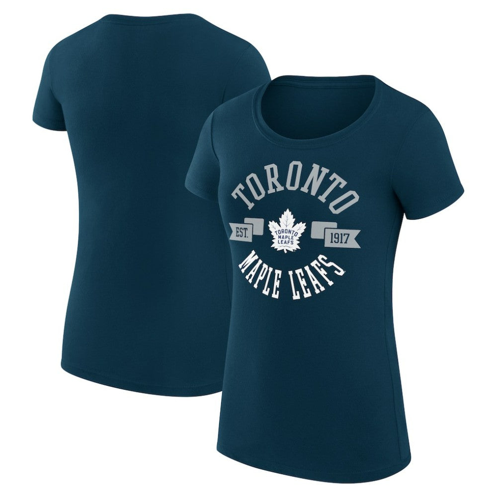 Toronto Maple Leafs G-III 4Her by Carl Banks Women's Super-Slim Fit Lightweight City Graphic Sport Crewneck T-Shirt - Navy T-shirts