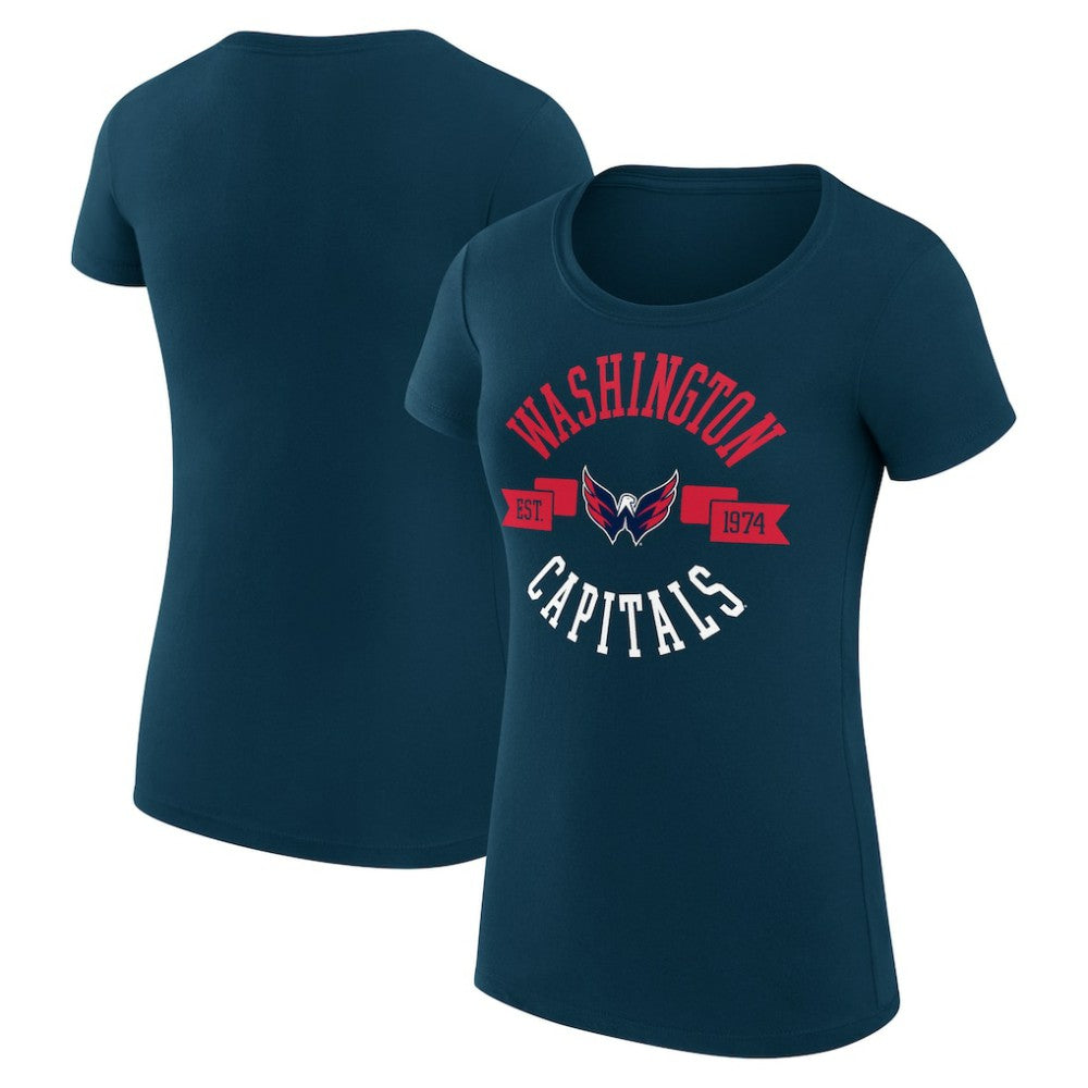 Washington Capitals G-III 4Her by Carl Banks Women's Super-Slim Fit Lightweight City Graphic Sport Crewneck T-Shirt - Navy T-shirts