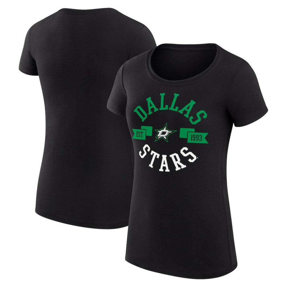 Dallas Stars G-III 4Her by Carl Banks Women's Super-Slim Fit Lightweight City Graphic Sport Crewneck T-Shirt - Black T-shirts