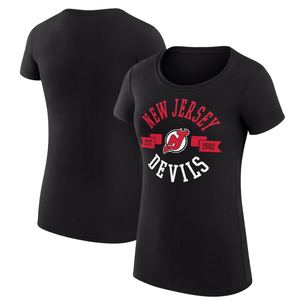 New Jersey Devils G-III 4Her by Carl Banks Women's Super-Slim Fit Lightweight City Graphic Sport Crewneck T-Shirt - Black T-shirts