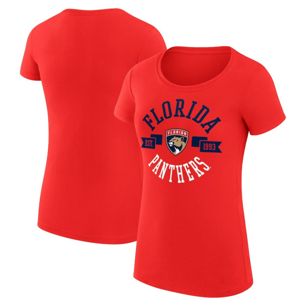 Florida Panthers G-III 4Her by Carl Banks Women's Super-Slim Fit Lightweight City Graphic Sport Crewneck T-Shirt - Red T-shirts