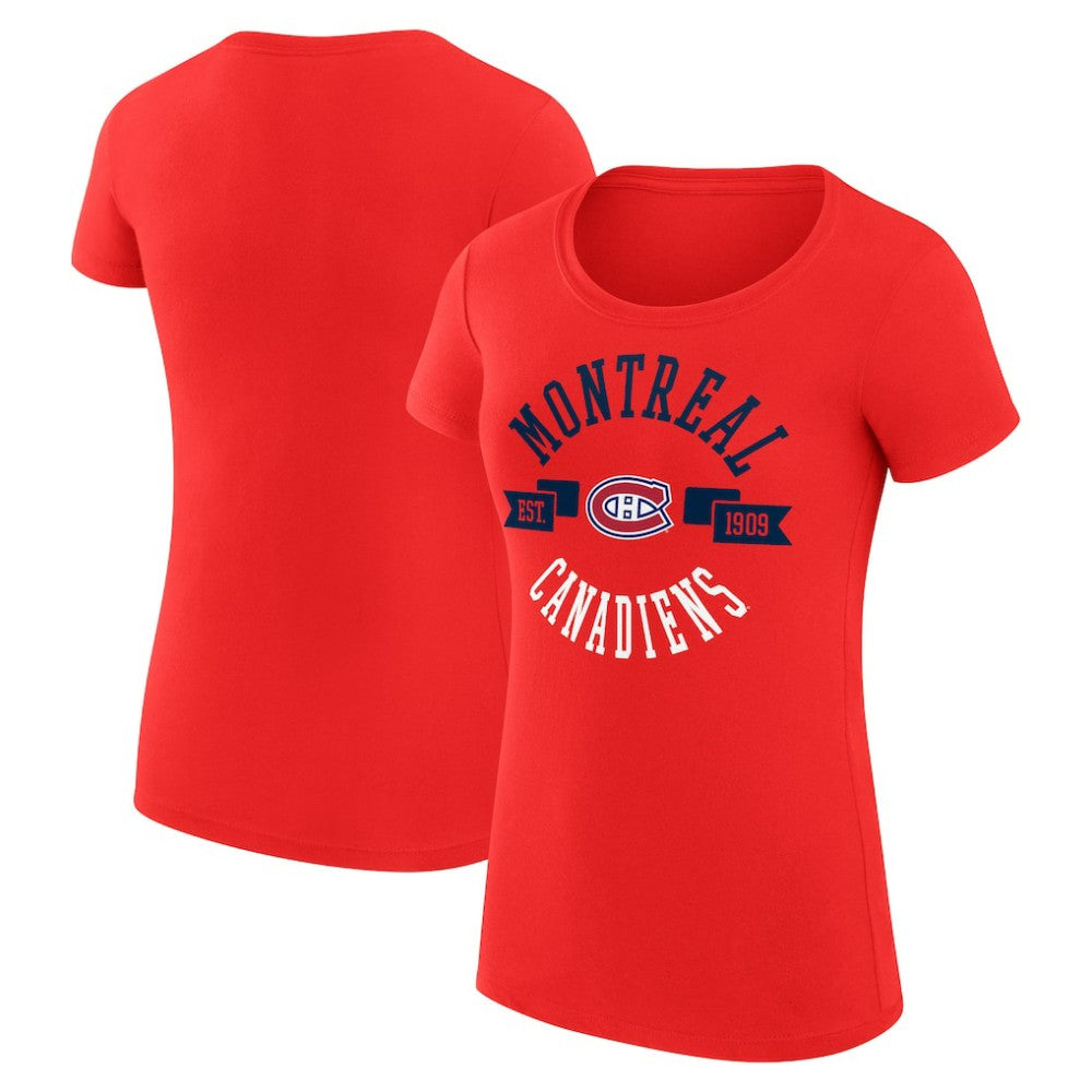 Montreal Canadiens G-III 4Her by Carl Banks Women's Super-Slim Fit Lightweight City Graphic Sport Crewneck T-Shirt - Red T-shirts