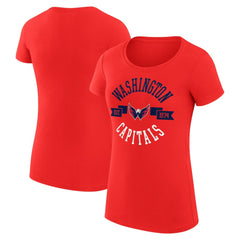 Washington Capitals G-III 4Her by Carl Banks Women's Super-Slim Fit Lightweight City Graphic Sport Crewneck T-Shirt - Red T-shirts