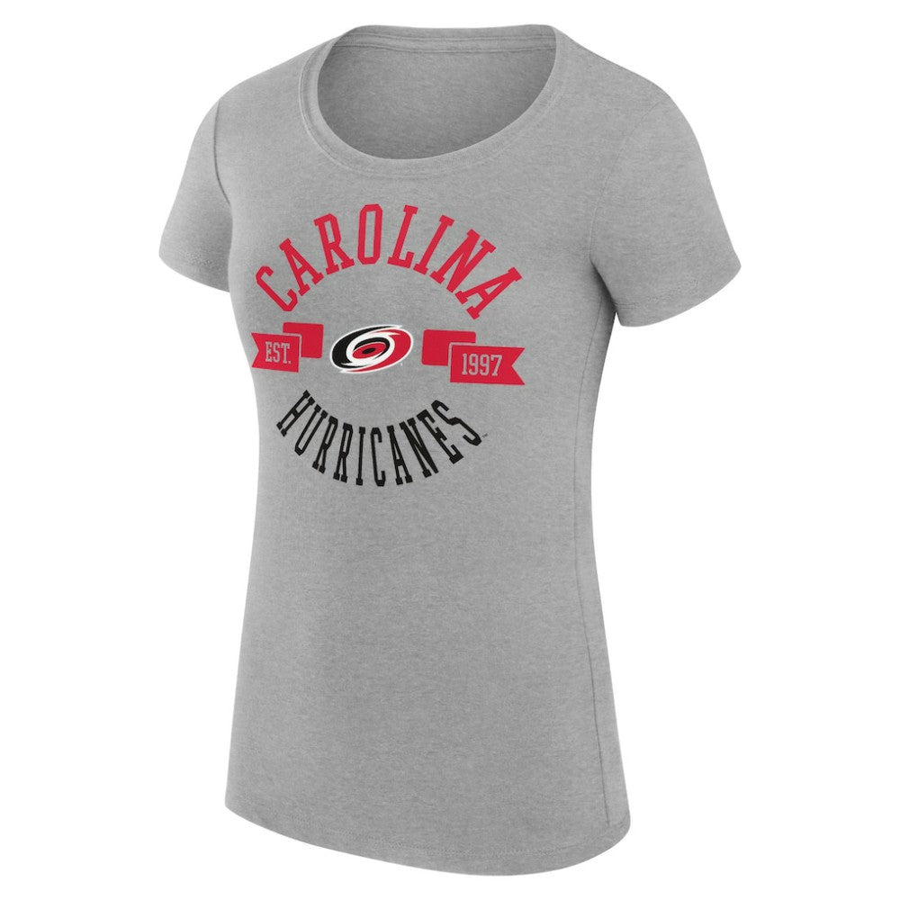 Carolina Hurricanes G-III 4Her by Carl Banks Women's Super-Slim Fit Lightweight City Graphic Sport Crewneck T-Shirt - Heather Gray T-shirts