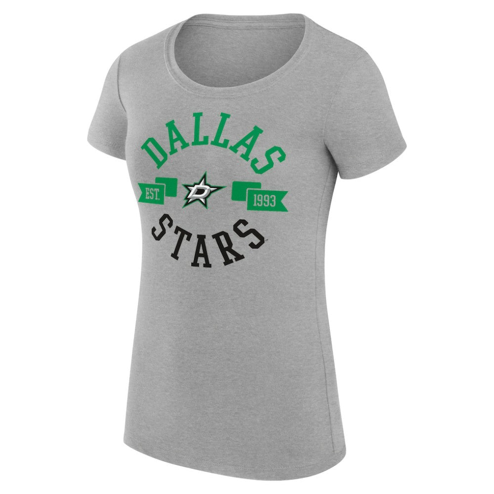Dallas Stars G-III 4Her by Carl Banks Women's Super-Slim Fit Lightweight City Graphic Sport Crewneck T-Shirt - Heather Gray T-shirts