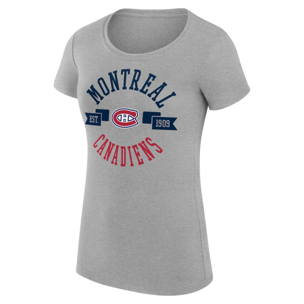 Montreal Canadiens G-III 4Her by Carl Banks Women's Super-Slim Fit Lightweight City Graphic Sport Crewneck T-Shirt - Heather Gray T-shirts