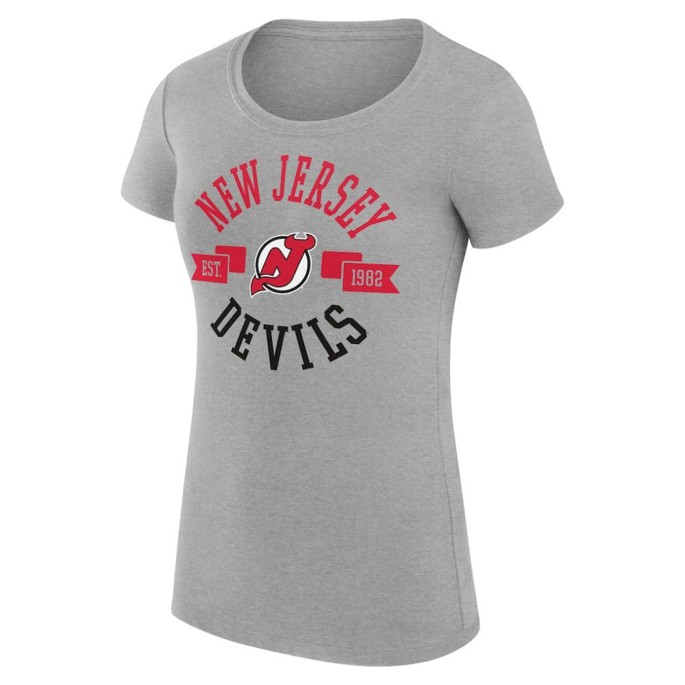 New Jersey Devils G-III 4Her by Carl Banks Women's Super-Slim Fit Lightweight City Graphic Sport Crewneck T-Shirt - Heather Gray T-shirts
