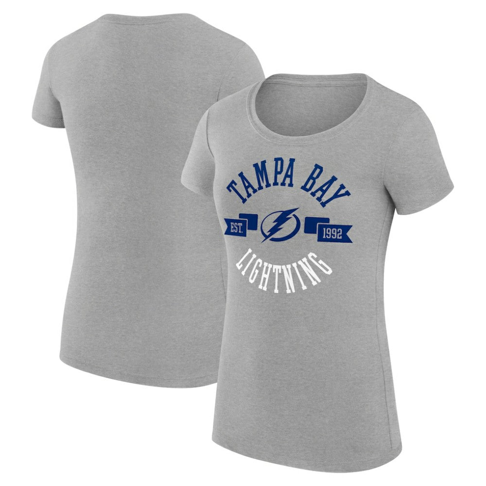 Tampa Bay Lightning G-III 4Her by Carl Banks Women's Super-Slim Fit Lightweight City Graphic Sport Crewneck T-Shirt - Heather Gray T-shirts