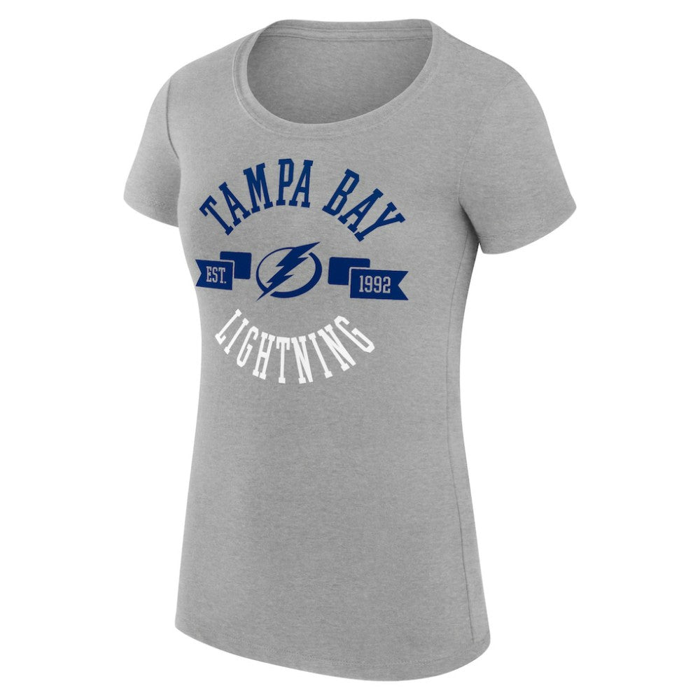 Tampa Bay Lightning G-III 4Her by Carl Banks Women's Super-Slim Fit Lightweight City Graphic Sport Crewneck T-Shirt - Heather Gray T-shirts