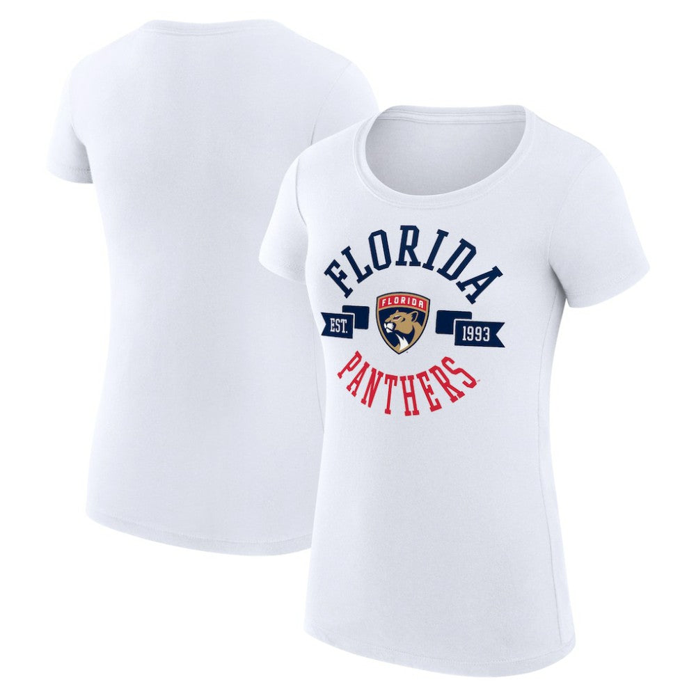 Florida Panthers G-III 4Her by Carl Banks Women's Super-Slim Fit Lightweight City Graphic Sport Crewneck T-Shirt - White T-shirts