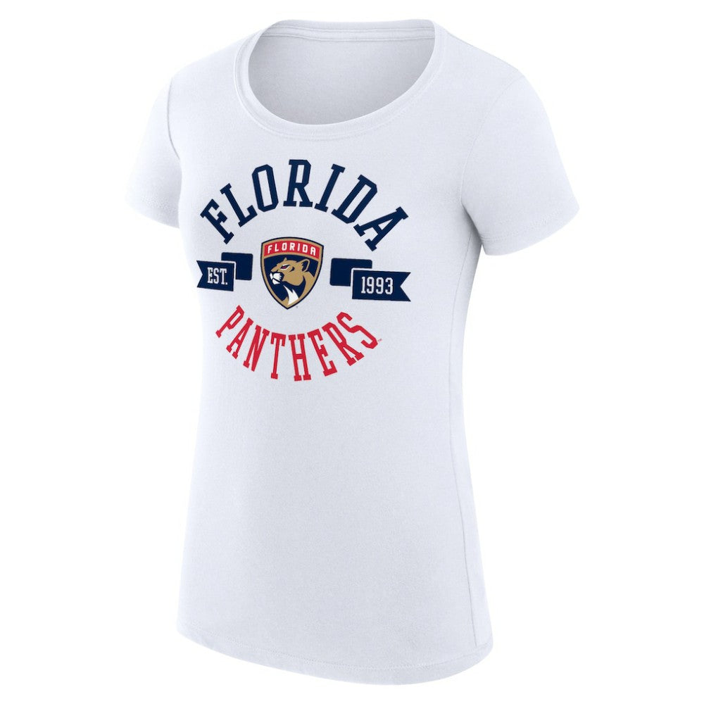 Florida Panthers G-III 4Her by Carl Banks Women's Super-Slim Fit Lightweight City Graphic Sport Crewneck T-Shirt - White T-shirts