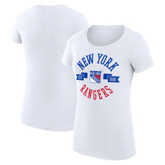 New York Rangers G-III 4Her by Carl Banks Women's Super-Slim Fit Lightweight City Graphic Sport Crewneck T-Shirt - White T-shirts