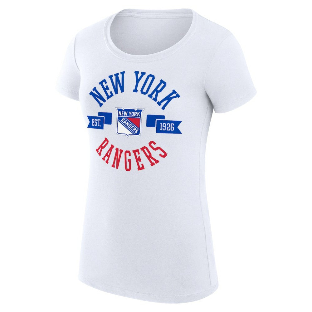 New York Rangers G-III 4Her by Carl Banks Women's Super-Slim Fit Lightweight City Graphic Sport Crewneck T-Shirt - White T-shirts
