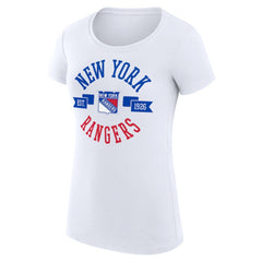 New York Rangers G-III 4Her by Carl Banks Women's Super-Slim Fit Lightweight City Graphic Sport Crewneck T-Shirt - White T-shirts